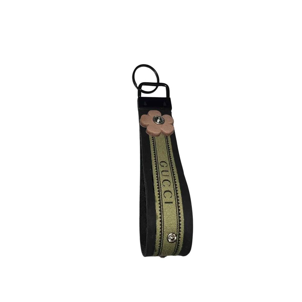 Repurposed Gucci Fabric & Leather Keychain Handmade Upcycled Bag Charm